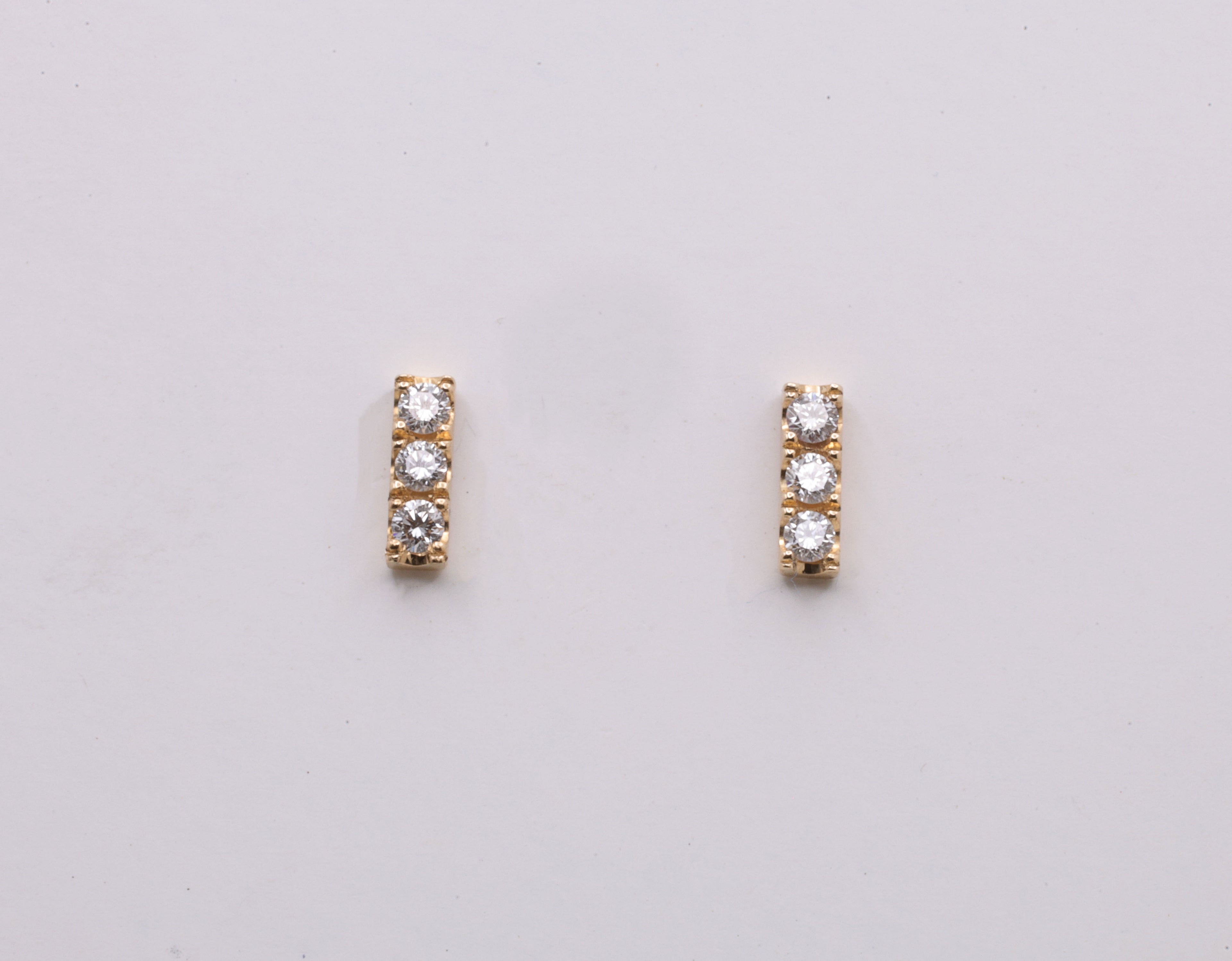 Pavé Bar Earrings - 14K Yellow Gold