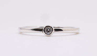 Mini Bezel Stacking Ring - (Sterling Silver)