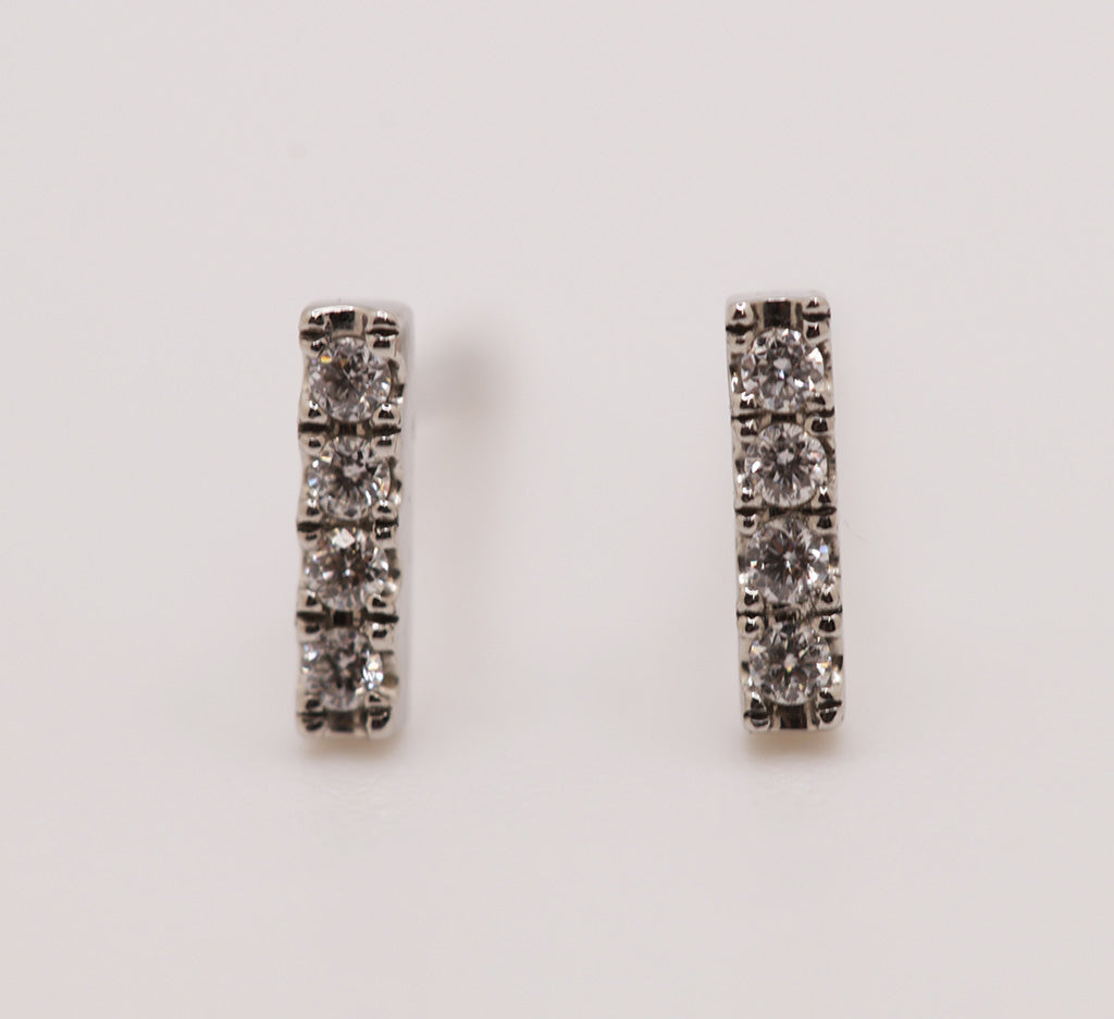 Pavé Bar Earrings (Platinum)