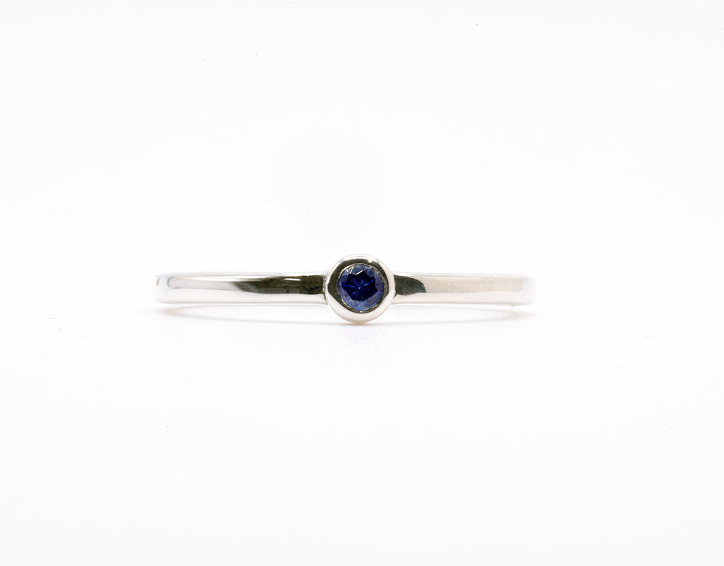 Mini Bezel Stacking Ring - (Sterling Silver)