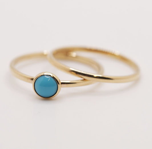 Turquoise Stacking Ring Set (14K Yellow Gold)