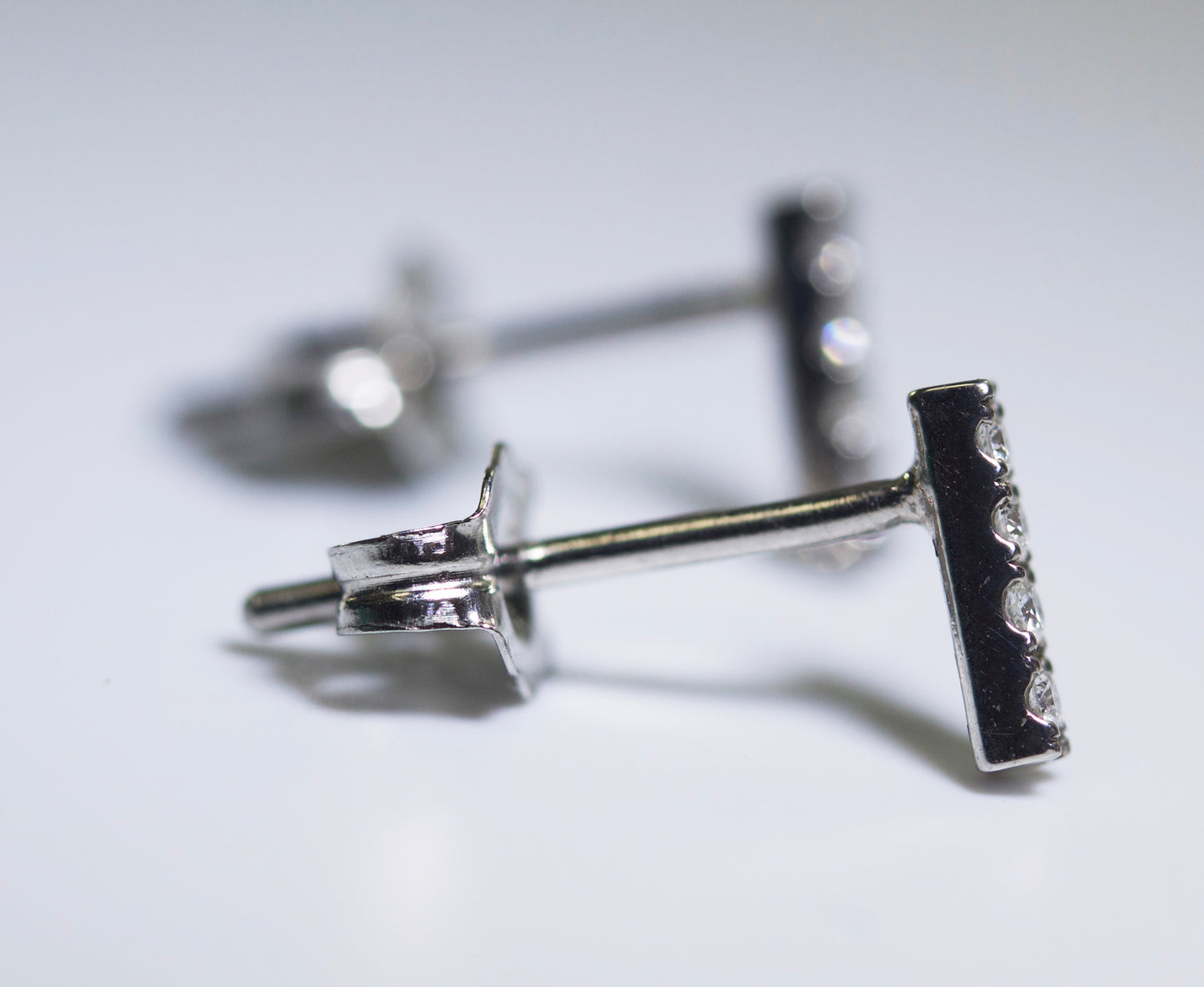 Pavé Bar Earrings (Platinum)